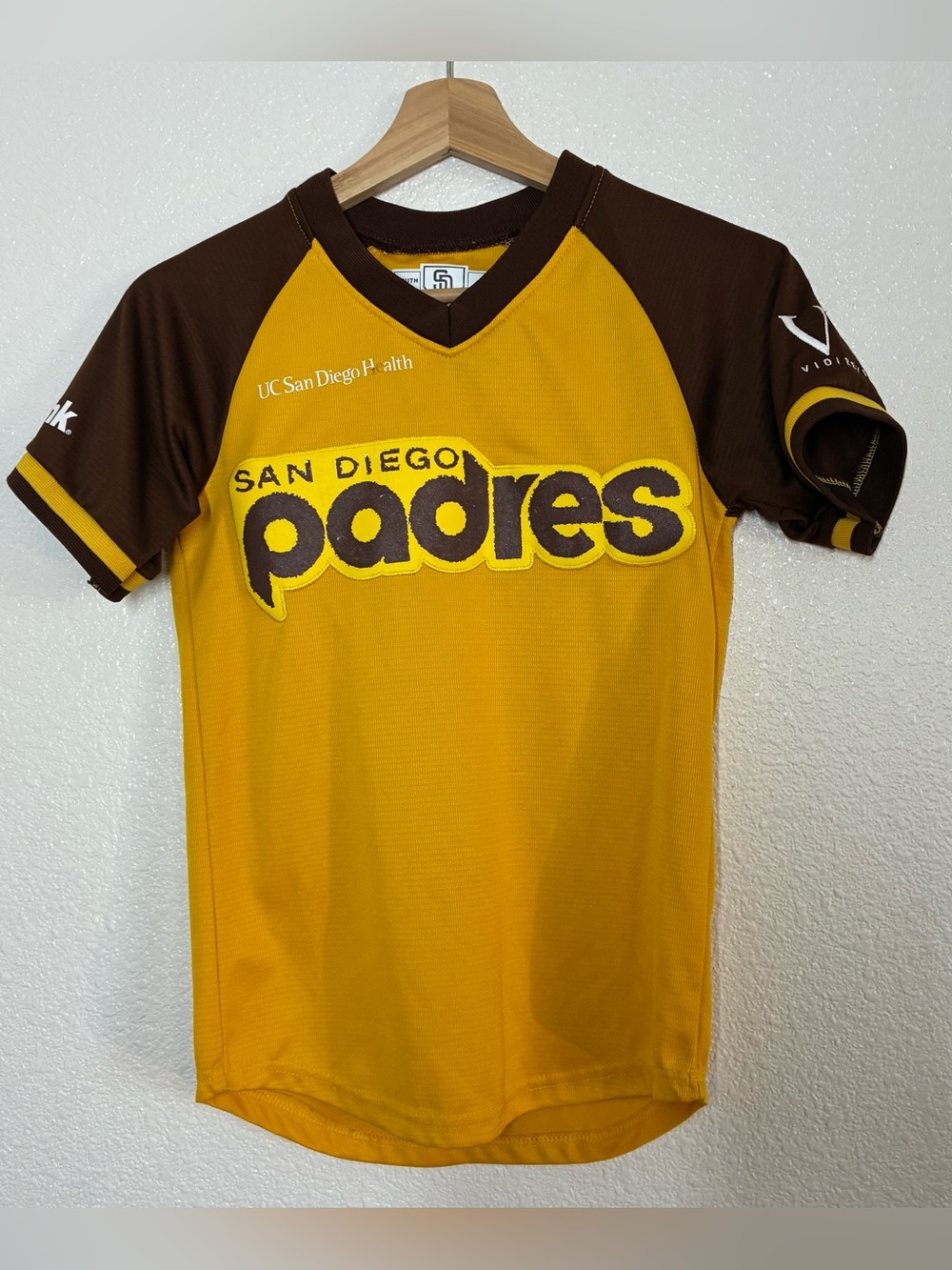 San Diego Padres Jersey Youth Small Gold Brown MLB Baseball 2 Cotopaxi Boys